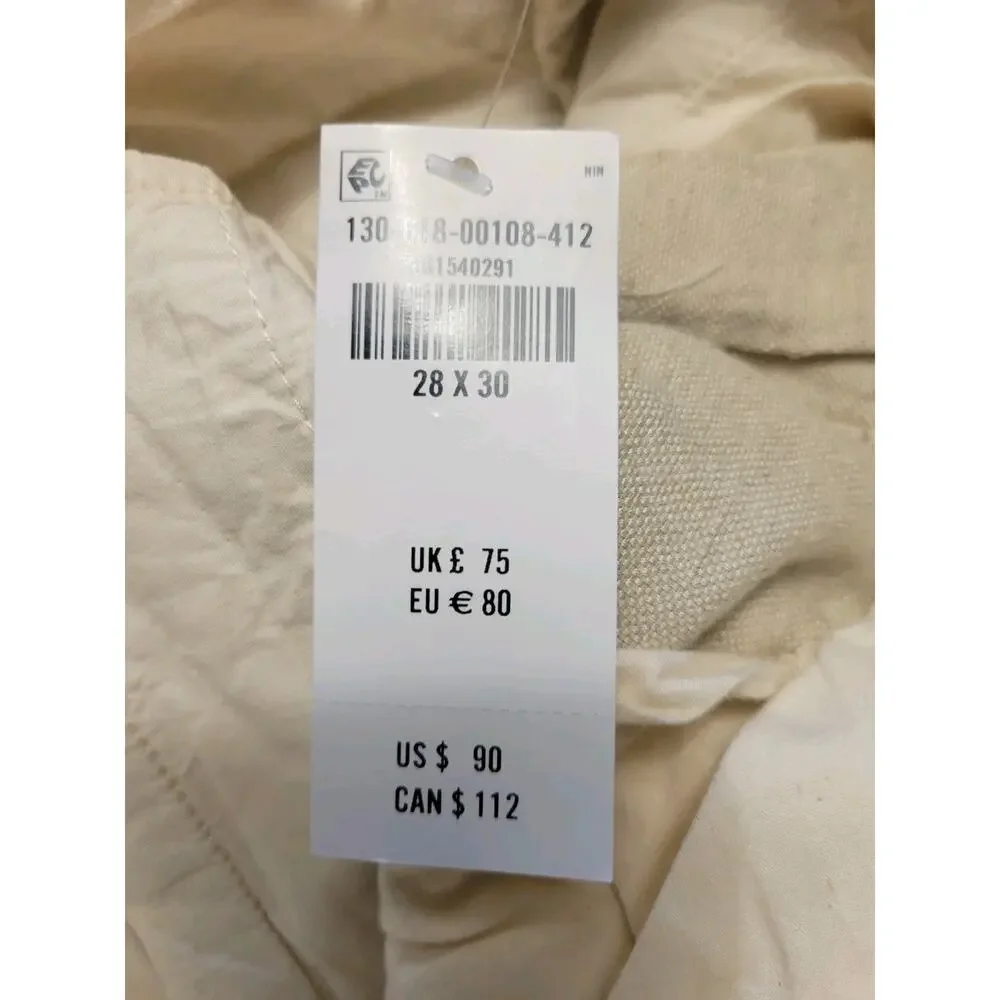 NEW Abercrombie & Fitch | Baggy Beige Linen Blend Pants Mens Size (28x30)